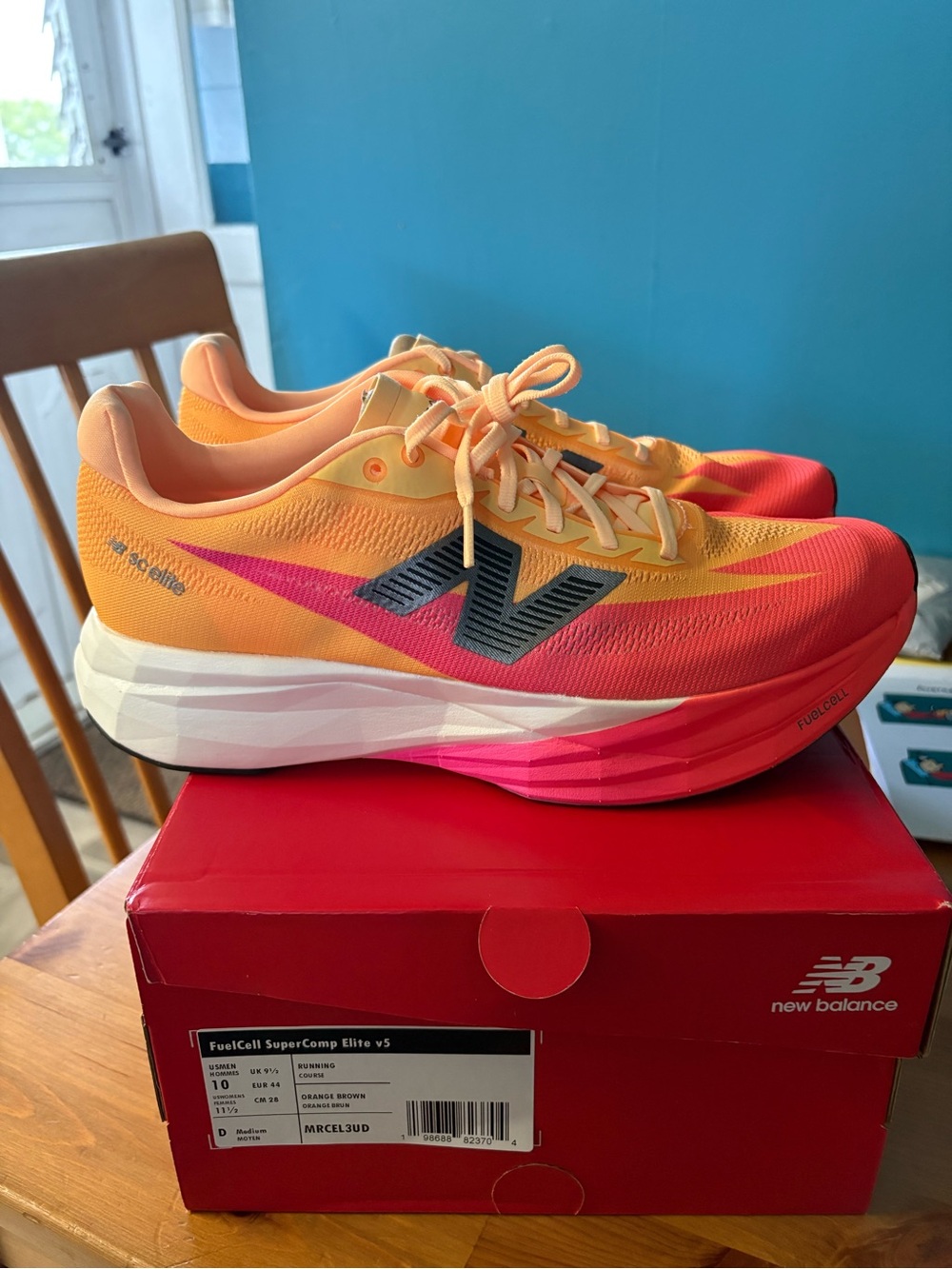 New Balance Orange-Pink FuelCell SuperComp Elitev5 Running Shoes